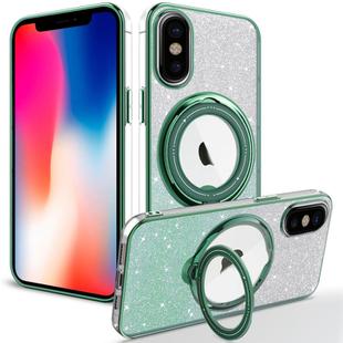 For iPhone X / XS Rotation MagSafe Holder Gradient Glitter TPU Phone Case(Cangling)