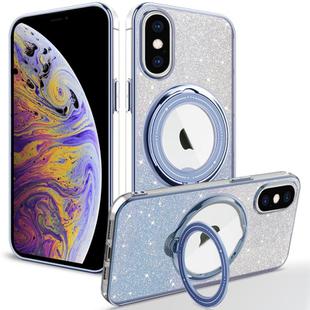 For iPhone XS Max Rotation MagSafe Holder Gradient Glitter TPU Phone Case(Sierra Blue)
