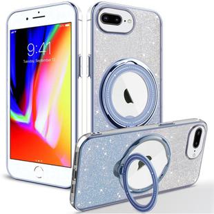 For iPhone 7 Plus / 8 Plus Rotation MagSafe Holder Gradient Glitter TPU Phone Case(Sierra Blue)