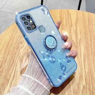 For Infinix Hot 10 Gradient Glitter Immortal Flower Ring All-inclusive Phone Case(Blue)