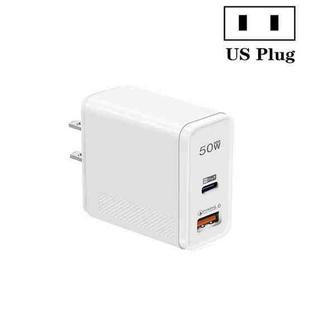 QC5.0 USB / PD25W Type-C Super Fast Charging Full Protocol Phone Charger, US Plug(White)