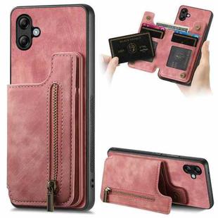 For Samsung Galaxy A04e Retro Leather Zipper Wallet Back Phone Case(Pink)