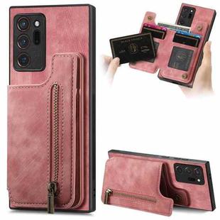 For Samsung Galaxy Note20 Ultra Retro Leather Zipper Wallet Back Phone Case(Pink)