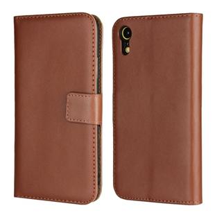 Leather Horizontal Flip Holster for iPhone XR ,with Magnetic Clasp and Bracket and Card Slot and Wallet(Brown)
