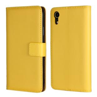 Leather Horizontal Flip Holster for iPhone XR ,with Magnetic Clasp and Bracket and Card Slot and Wallet(Yellow)