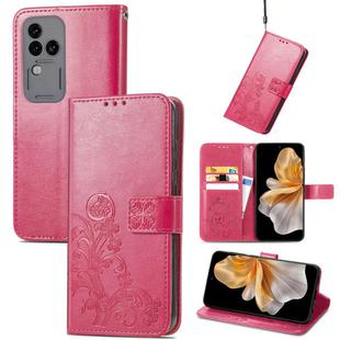 For vivo S18 Pro Four-leaf Clasp Embossed Leather Phone Case(Magenta)