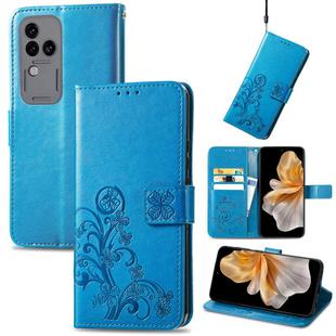 For vivo S18 Pro Four-leaf Clasp Embossed Leather Phone Case(Blue)