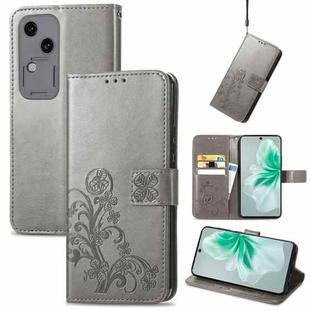 For vivo S18 Four-leaf Clasp Embossed Leather Phone Case(Gray)