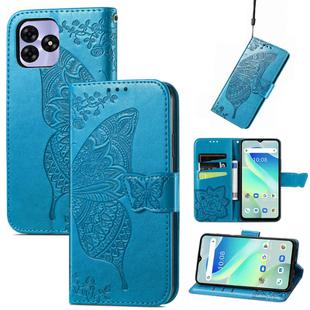 For UMIDIGI G5 Butterfly Love Flower Embossed Leather Phone Case(Blue)
