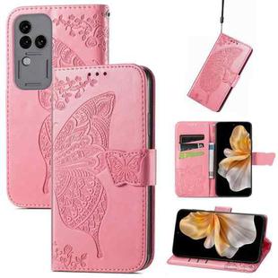 For vivo S18 Pro Butterfly Love Flower Embossed Leather Phone Case(Pink)