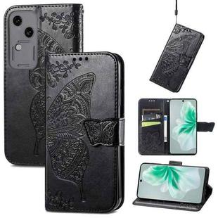 For vivo S18 Butterfly Love Flower Embossed Leather Phone Case(Black)