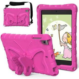 For iPad mini 1/2/3/4/5 Butterfly Bracket EVA Shockproof Tablet Case(Rose Red)