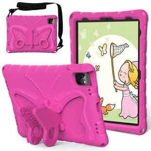 For iPad Air 11 2025 / 2024 Butterfly Bracket EVA Shockproof Tablet Case(Rose Red)