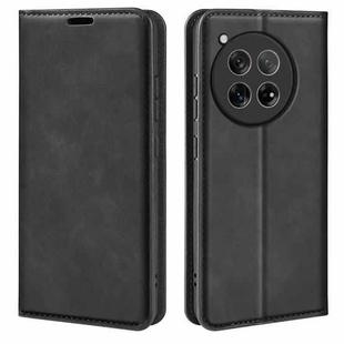For OnePlus 12 Retro-skin Magnetic Suction Leather Phone Case(Black)