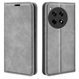 For OnePlus 12R Retro-skin Magnetic Suction Leather Phone Case(Grey)