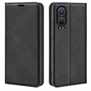 For OnePlus Nord CE4 Lite 5G Retro-skin Magnetic Suction Leather Phone Case(Black)