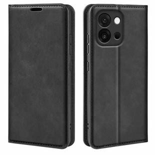 For OnePlus 13T Retro-skin Magnetic Suction Leather Phone Case(Black)