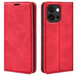 For OnePlus 13T Retro-skin Magnetic Suction Leather Phone Case(Red)