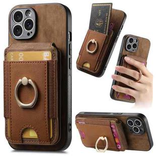 For iPhone 15 Pro Max Retro Splitable Magnetic Stand Card Bag Leather Phone Case(Brown)