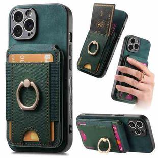 For iPhone 14 Pro Max Retro Splitable Magnetic Stand Card Bag Leather Phone Case(Green)