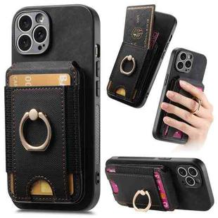 For iPhone 13 Pro Max Retro Splitable Magnetic Stand Card Bag Leather Phone Case(Black)