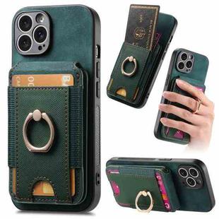 For iPhone 13 Pro Max Retro Splitable Magnetic Stand Card Bag Leather Phone Case(Green)