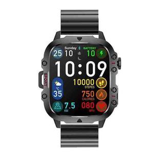 QX11 1.96 inch Color Screen Smart Watch Slub Steel Strap Support Bluetooth Call(Black)