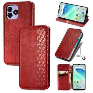 For UMIDIGI G5 Cubic Grid Pressed Magnetic Leather Phone Case(Red)