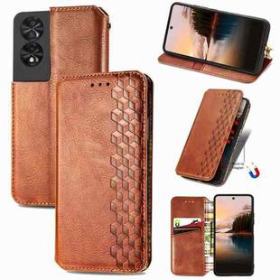 For TCL 40 Nxtpaper 5G Cubic Grid Pressed Magnetic Leather Phone Case(Brown)