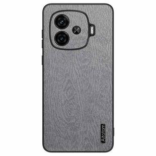 For vivo iQOO Z9 Turbo Tree Bark Leather Shockproof Phone Case(Grey)