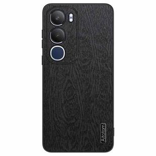 For vivo Y19s Tree Bark Leather Shockproof Phone Case(Black)