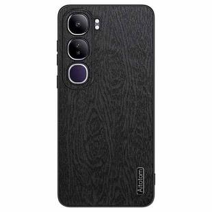 For vivo V40 Lite Tree Bark Leather Shockproof Phone Case(Black)