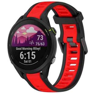 For Garmin Forerunner 255 Music 22mm Two Color Textured Silicone Watch Band(Red+Black)
