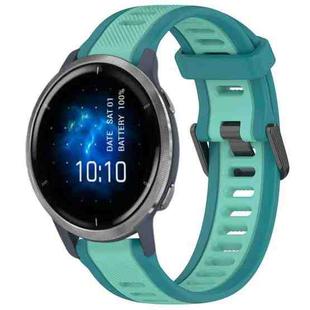 For Garmin Venu 2 22mm Two Color Textured Silicone Watch Band(Teal)