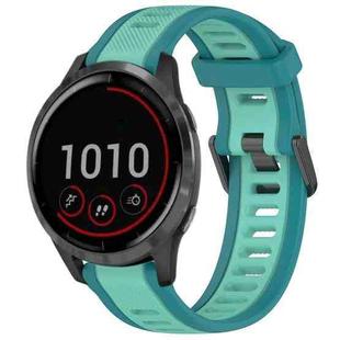 For Garmin Vivoactive 4 22mm Two Color Textured Silicone Watch Band(Teal)