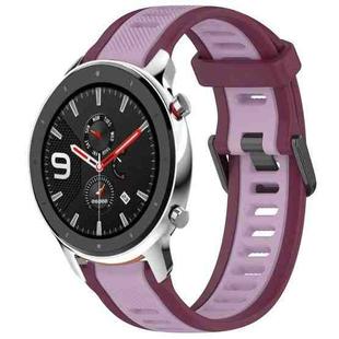 For Amazfit GTR 4 22mm Two-Color Textured Silicone Watch Band(Purple)