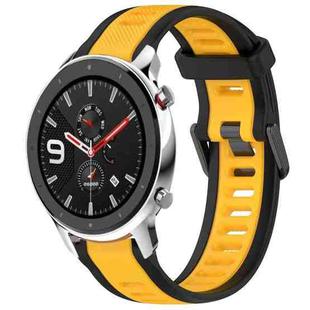 For Amazfit GTR 4 Pro 22mm Two-Color Textured Silicone Watch Band(Yellow+Black)
