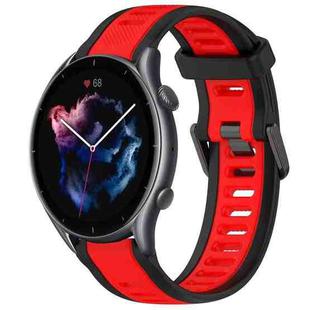 For Amazfit GTR 3 22mm Two-Color Textured Silicone Watch Band(Red+Black)