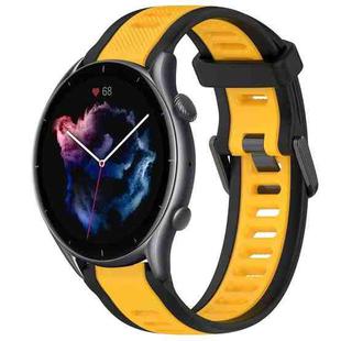 For Amazfit GTR 3 22mm Two-Color Textured Silicone Watch Band(Yellow+Black)