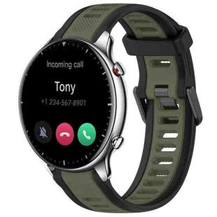 For Amazfit GTR 2 22mm Two-Color Textured Silicone Watch Band(Green+Black)