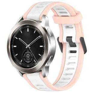 For Xiaomi Watch S3 22mm Two Color Textured Silicone Watch Band(White+Pink)