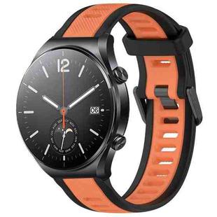 For Xiaomi MI Watch S1 22mm Two Color Textured Silicone Watch Band(Orange+Black)