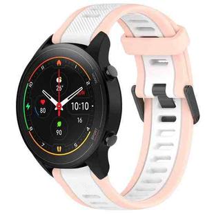 For Xiaomi MI Watch S1 Pro 22mm Two Color Textured Silicone Watch Band(White+Pink)