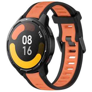 For Xiaomi Watch S1 Active 22mm Two Color Textured Silicone Watch Band(Orange+Black)