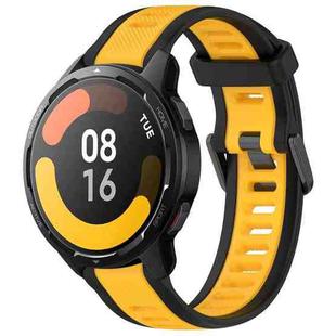 For Xiaomi Watch S1 Active 22mm Two Color Textured Silicone Watch Band(Yellow+Black)