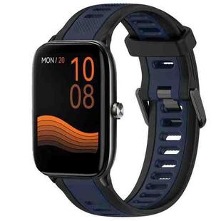 For Xiaomi Haylou GST LS09B 22mm Two Color Textured Silicone Watch Band(Midnight Blue+Black)