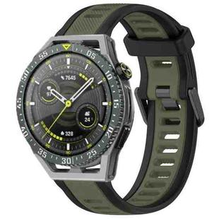 For Huawei Watch GT3 SE 22mm Two Color Textured Silicone Watch Band(Green+Black)