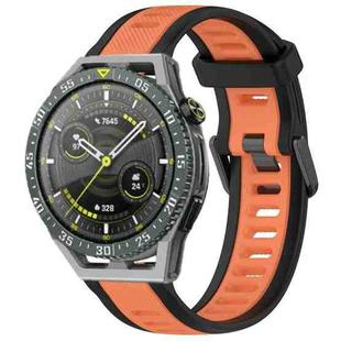 For Huawei Watch GT3 SE 22mm Two Color Textured Silicone Watch Band(Orange+Black)