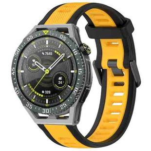 For Huawei Watch GT3 SE 22mm Two Color Textured Silicone Watch Band(Yellow+Black)