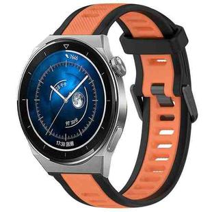 For Huawei Watch GT3 Pro 46mm 22mm Two Color Textured Silicone Watch Band(Orange+Black)